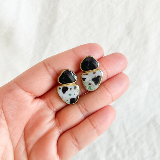 Alma Statement Studs (Gilded Jasper)