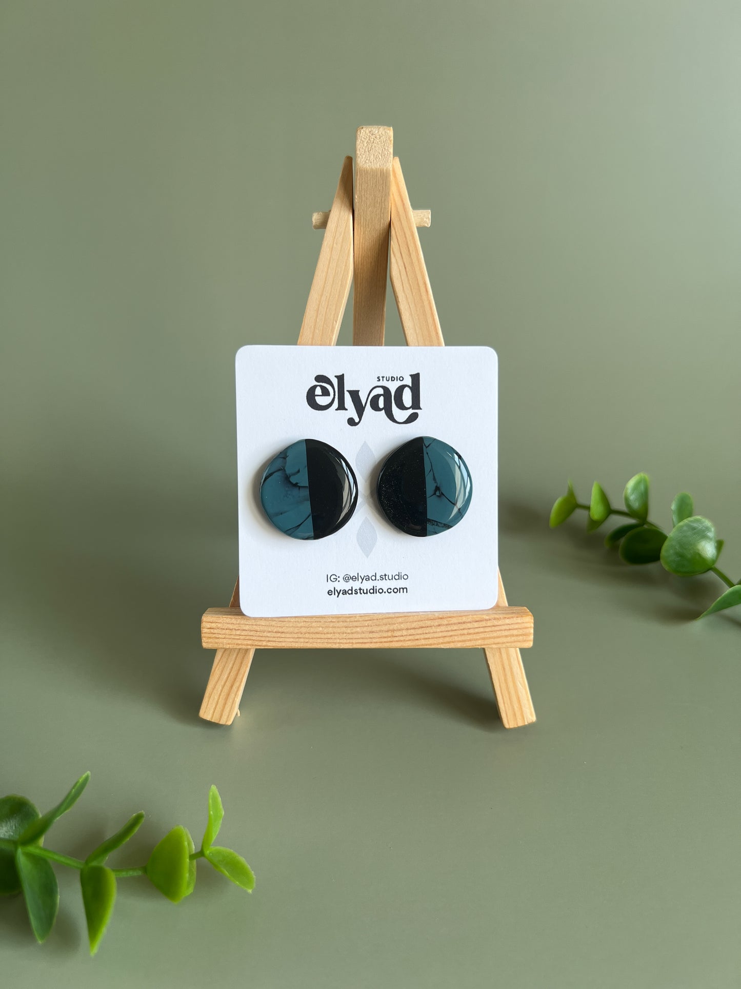 Half Marble Stud Earrings (Multiple Colors)