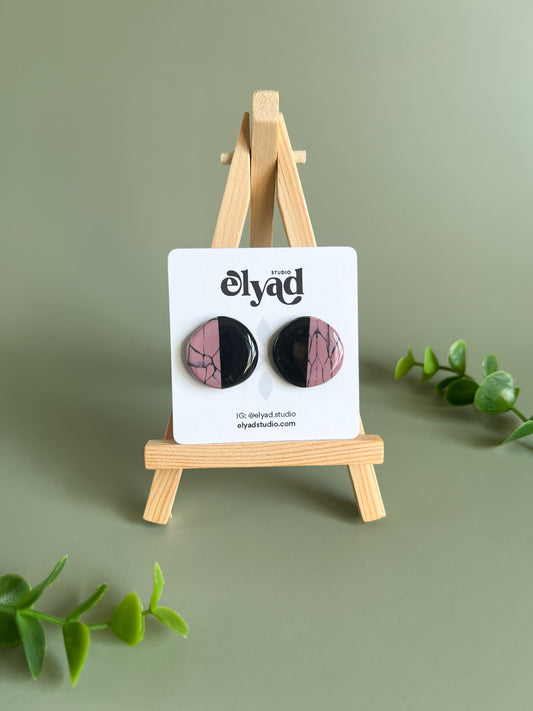 Half Marble Stud Earrings (Multiple Colors)