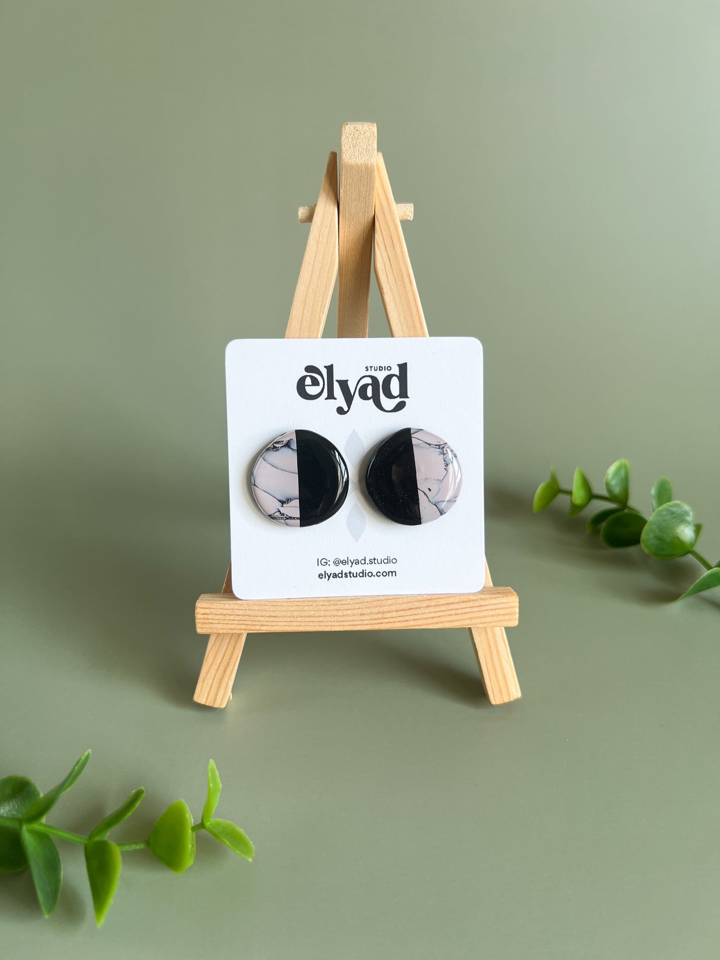 Half Marble Stud Earrings (Multiple Colors)