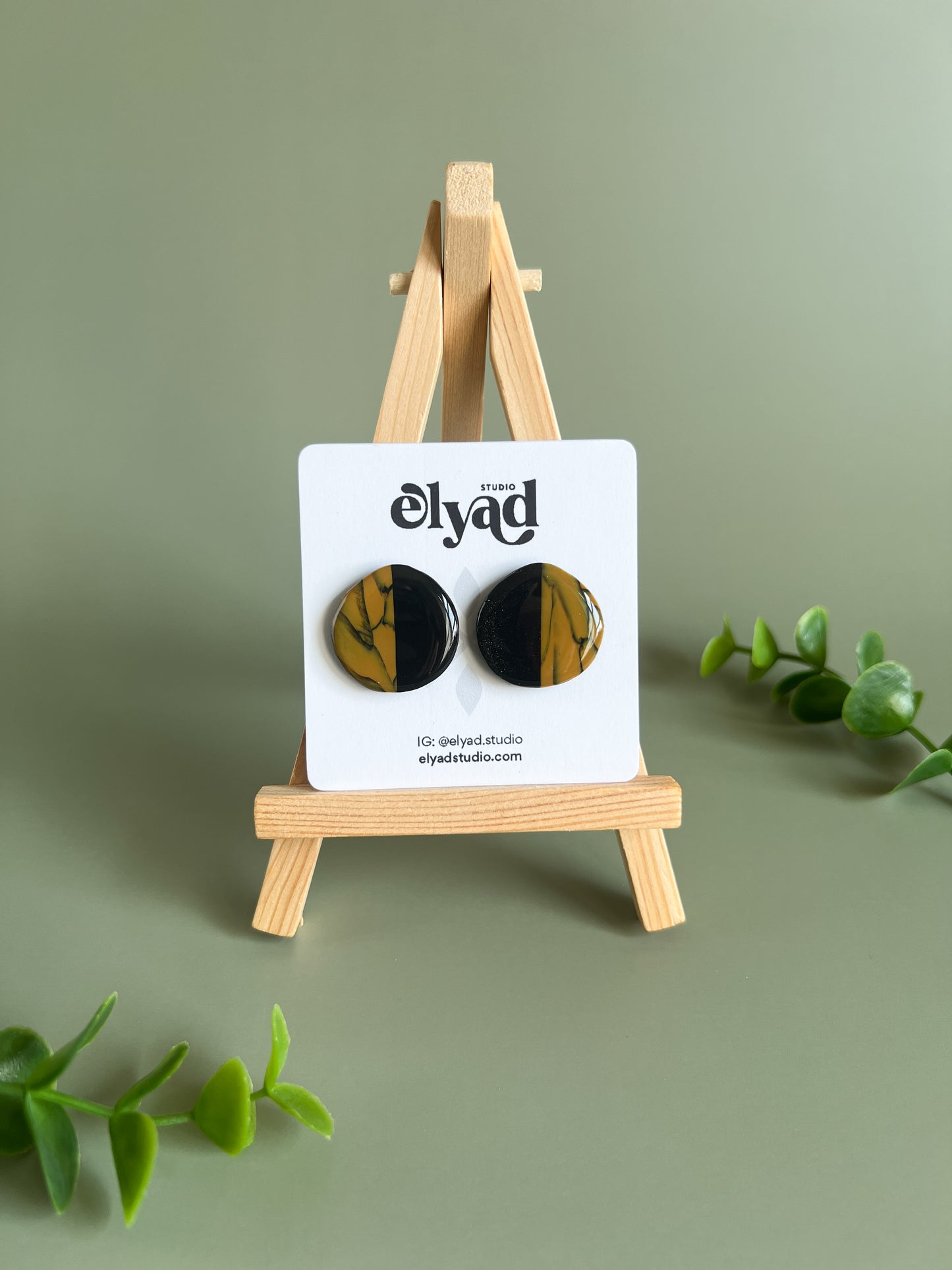 Half Marble Stud Earrings (Multiple Colors)