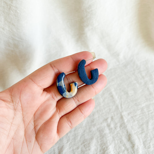 Oval Huggie Hoops (Ember Blue)